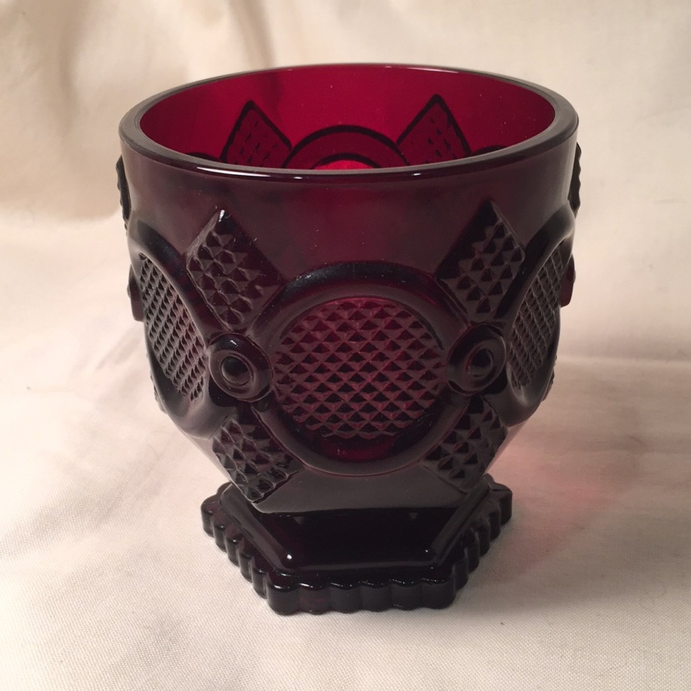 5 for $25!  Vintage Avon Cape Cod red small footed glass